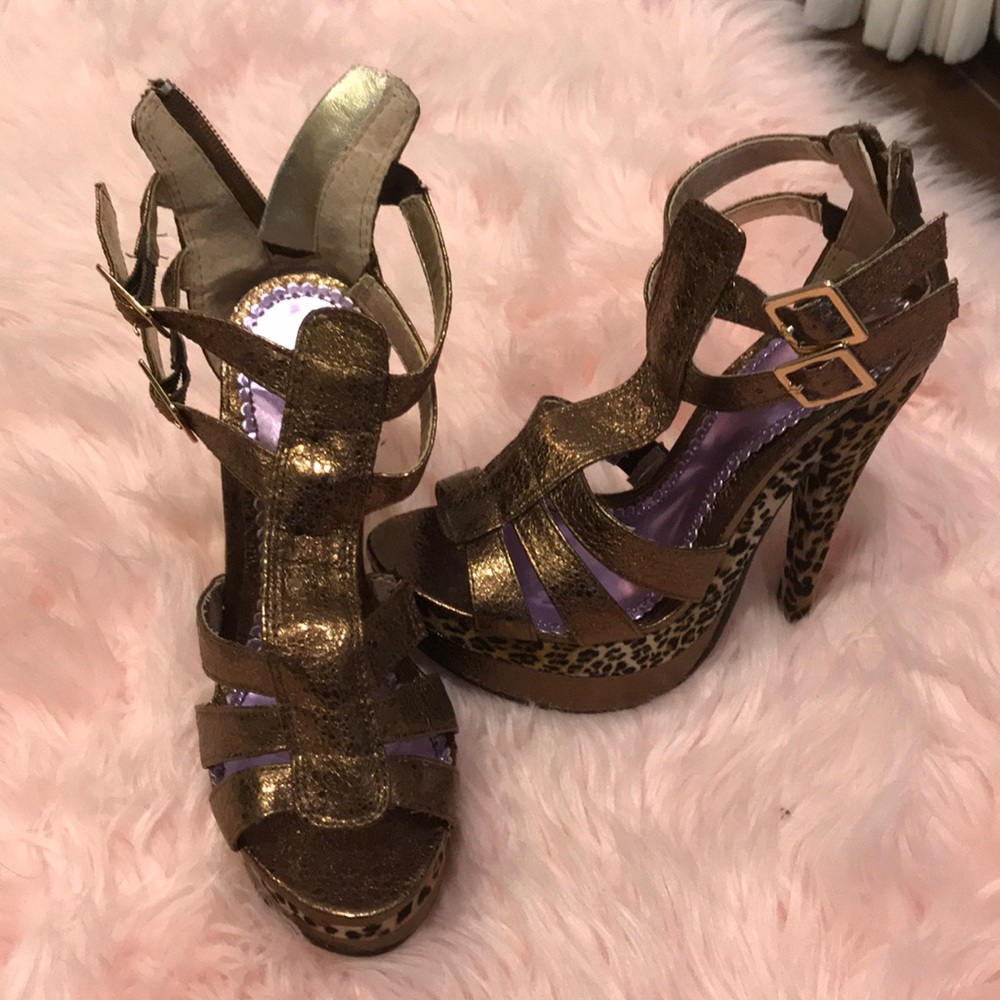 Bronze Cheetah Heels